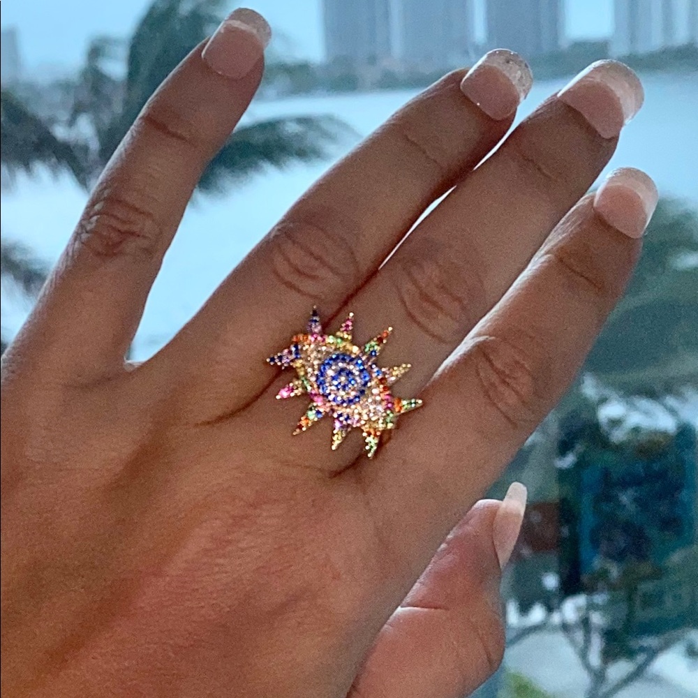 Gorgeous 18 gold plated evil eye ring